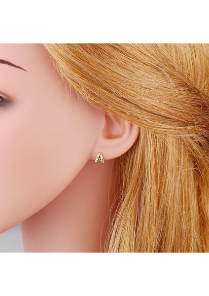 Küpe Sonrası Gökkuşağı Kübik Zirkonya Altın Kaplama 26 Mektup Ilk Küpe Kızlar Kadınlar Için --- B (Yurt Dışından) modelleri