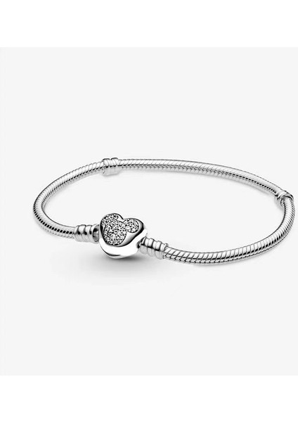 Şeffaf Kübik Zirkonlu Som Gümüş Kadınlar Için Parlak Zincir Charm Bileklik, 6,7 In / 17 cm (Yurt Dışından)