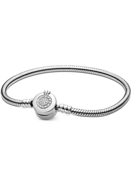 Şeffaf Kübik Zirkonlu Som Gümüş Kadınlar Için Parlak Zincir Charm Bileklik, 6,7 In / 17 cm (Yurt Dışından)