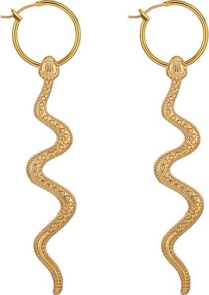 Adet Yılan Küpe Hoop Küpeler Punk Rhinestone Yılan Bırak Dangle Saplama Küpe Minimalist Kristal Uzun Yılan Küpe Kadınlar Için Genç Kız Takısı Hediye, Altın (Yurt Dışından)