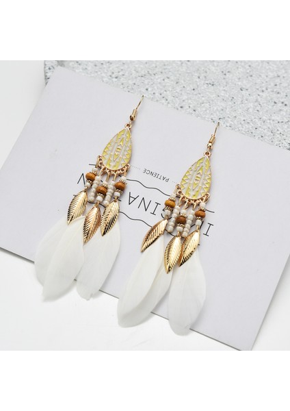 Kadın Sahte Tüy Küpe Bohemian Saçak Püskül Uzun Damla Dangle Küpe Seti Dream Catcher Tasarım ile Kadın Kızlar Için (Yurt Dışından) modelleri