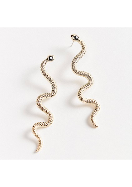 Adet Yılan Küpe Hoop Küpeler Punk Rhinestone Yılan Bırak Dangle Saplama Küpe Minimalist Kristal Uzun Yılan Küpe Kadınlar Için Genç Kız Takısı Hediye, Altın (Yurt Dışından)