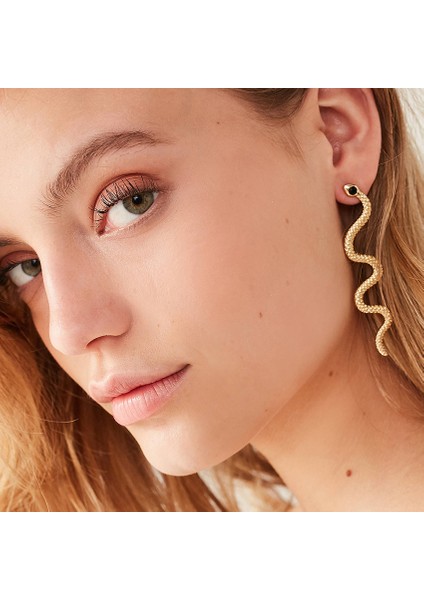 Adet Yılan Küpe Hoop Küpeler Punk Rhinestone Yılan Bırak Dangle Saplama Küpe Minimalist Kristal Uzun Yılan Küpe Kadınlar Için Genç Kız Takısı Hediye, Altın (Yurt Dışından)