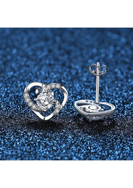 Şeftali Kalp Küpe Kadınlar ve Kızlar Için 925 Gümüş Saplama Küpe --- Gül Altın (Yurt Dışından)