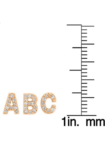 S925 Gümüş Zirkon Saplama Küpe 26 Ingilizce Harf Zirkonyum Tam Elmas Küpe --- Gül Altın D (Yurt Dışından)