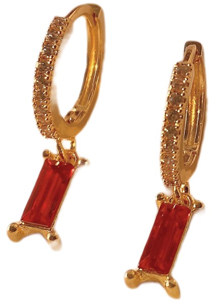 Kırmızı Küpe, Altın Kaplama Huggie Küpe Baget Kristal Damla Kadınlar Için Küçük Huggie Hoop Küpe (Yurt Dışından) modelleri
