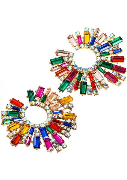 Çift Düğme Küpe Ayçiçeği Şekli Çok Renkli Rhinestone Takı Vintage Boho Küpe Kültürleri Kızlar Plaj Gül Rengi (Yurt Dışından) fiyatları