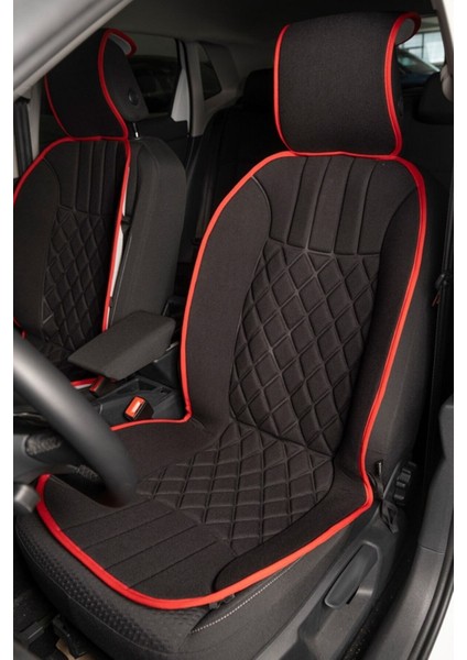 Daewoo Rezzo Uyumlu Oto Koltuk Minderi Elegance Model Ön 2'li Set Siyah Kırmızı Fs