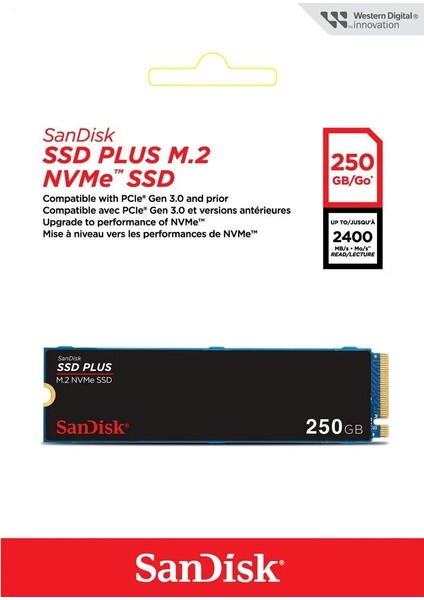 SSD Plus 250GB 2400MB-1500MB M.2 PCIe Gen 3.0 NVMe SSD