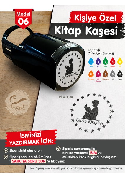 Kişiye Özel Isim Yazılı Kitap Kaşesi - Isme Özel Kitap Mühürü M6-T649