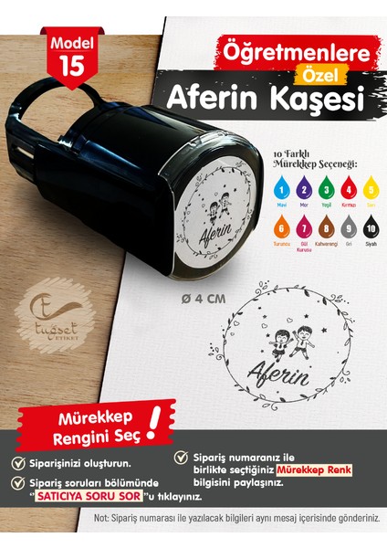 Öğretmenlere Özel Aferin Kaşesi - Aferin Mühürü M15-T658