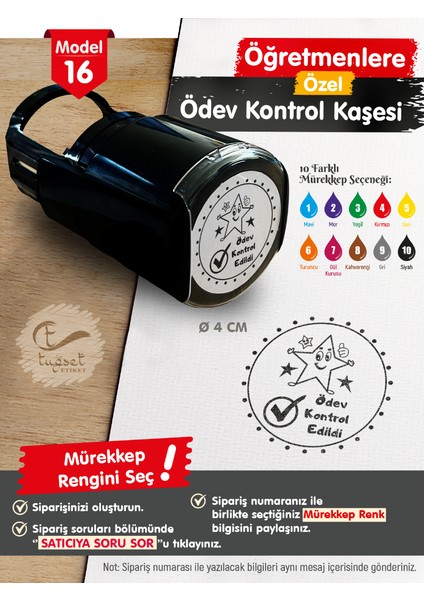 Öğretmenlere Özel Ödev Kontrol Kaşesi - Ödev Kontrol Mühürü M16-T659