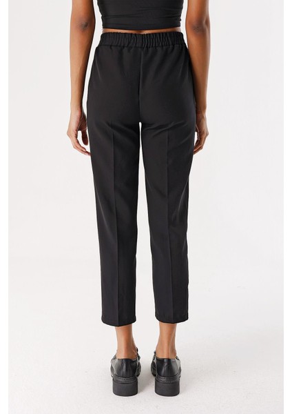 Kadın Siyah Beli Lastikli Jogger Pantolon indirimleri