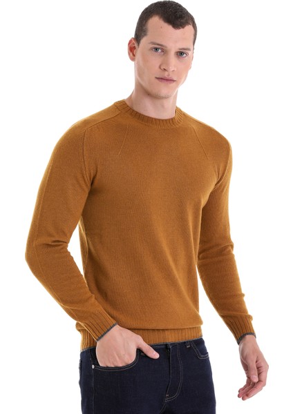 Hardal Regular Fit Düz Bisiklet Yaka Yünlü Triko Kazak modelleri