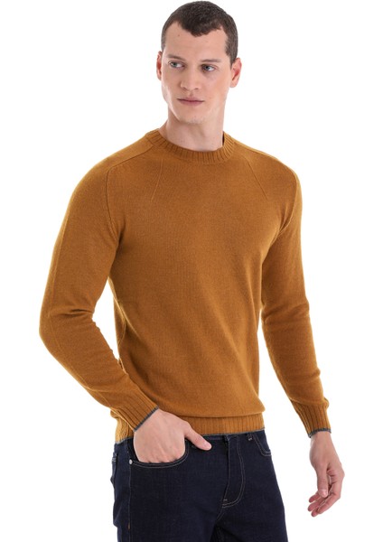 Hardal Regular Fit Düz Bisiklet Yaka Yünlü Triko Kazak fırsatları