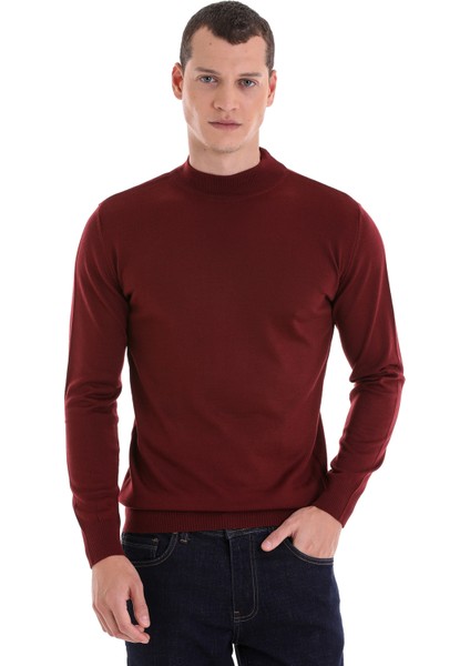 Kiremit Regular Fit Düz Yarım Balıkçı Yaka Yünlü Triko Kazak fırsatları