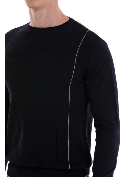 Lacivert Regular Fit Jakarlı Bisiklet Yaka Yünlü Triko Kazak indirimleri