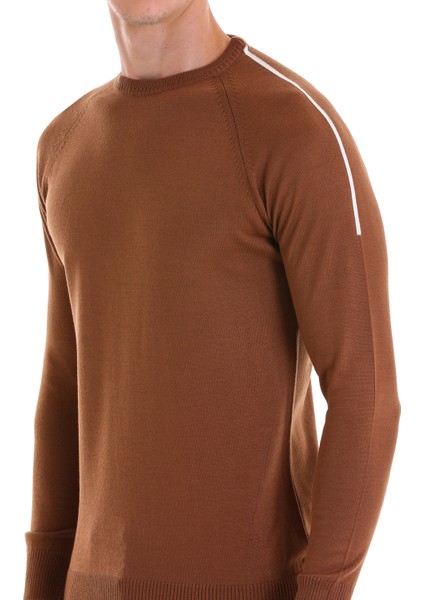 Tütün Regular Fit Jakarlı Bisiklet Yaka Yünlü Triko Kazak indirimleri