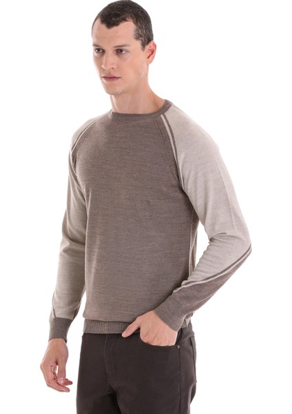 Vizon Regular Fit Bisiklet Yaka Jakarlı Yünlü Triko Kazak modelleri