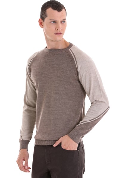 Vizon Regular Fit Bisiklet Yaka Jakarlı Yünlü Triko Kazak fırsatları