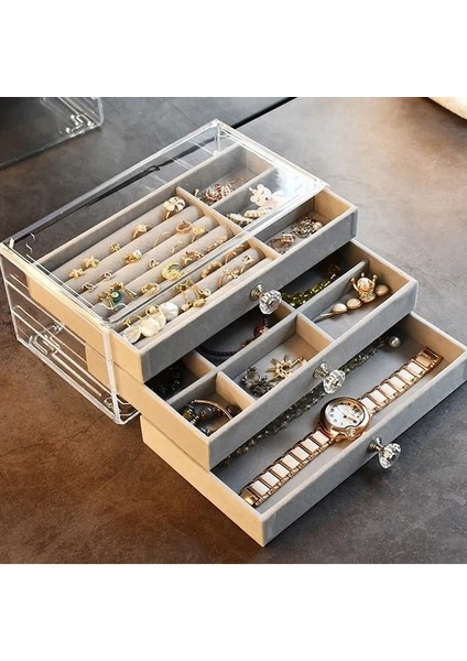 Hainan Shenda Üç Katlı Çok Bölmeli Takı Organizer Kutusu - Beyaz (Yurt Dışından)