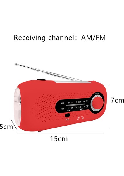 Afet Engelleme Acil Durum Güneş Radyosu-Kırmızı-Avrupa Versiyonu (Yurt Dışından)