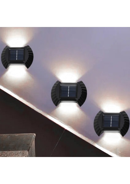 4 Adet Güneş Enerjili Duvar Lambası-Beyaz Işık-8led (Yurt Dışından)