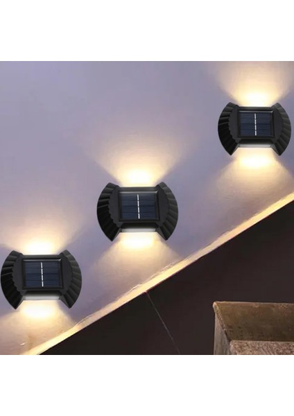 4 Adet Güneş Enerjili Duvar Lambası-Beyaz Işık-8led (Yurt Dışından)