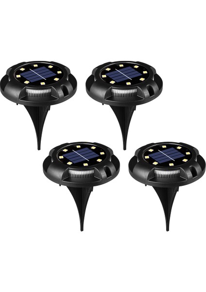 4pcs Solar Yeraltı Işığı-8led Beyaz Işık (Yan Renkli Işık) (Yurt Dışından)