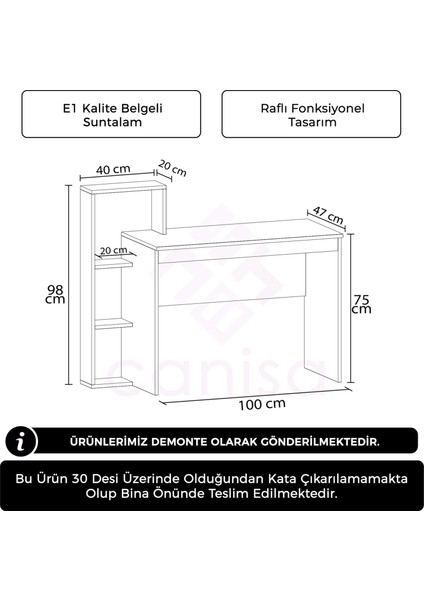 Mufa Serisi Fonksiyonel Raflı Çalışma Masası