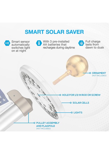 Lx-Solar Bayrak Direği Açık Beyaz Kabuk (Yurt Dışından)