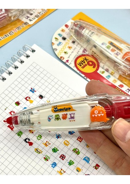 Sevimli Canavarlar Desenli Süsleme Bandı/Tipeks/Tipex/Şerit Daksil/Düzeltme Bandı/Şerit Düzeltici