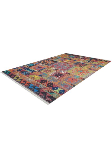 Bilgoraj Turuncu Patchwork Polyester Dijital Baskı Halı