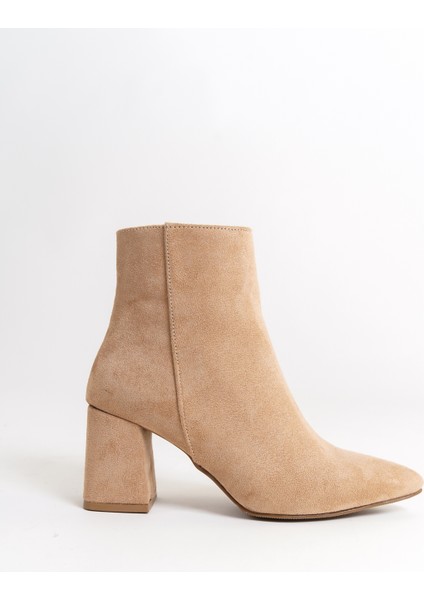 MBZFR5006S-VZ Kadın Vizon Süet Kalın Topuklu Sivri Burun Fermuarlı Kısa Bot &bootie fiyatları