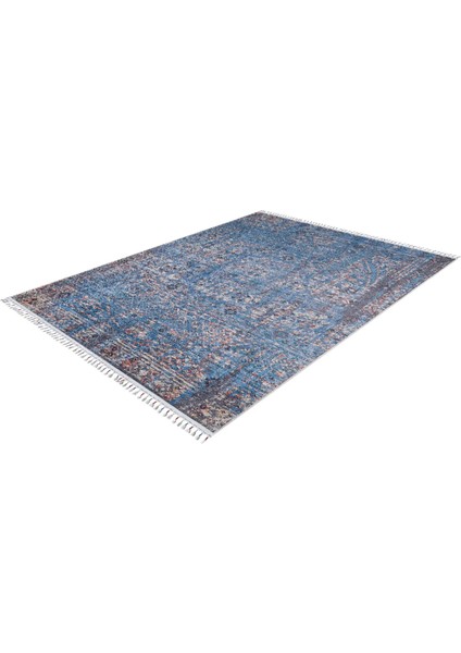 Lowicz Mavi Göbekli Polyester Dijital Baskı Halı