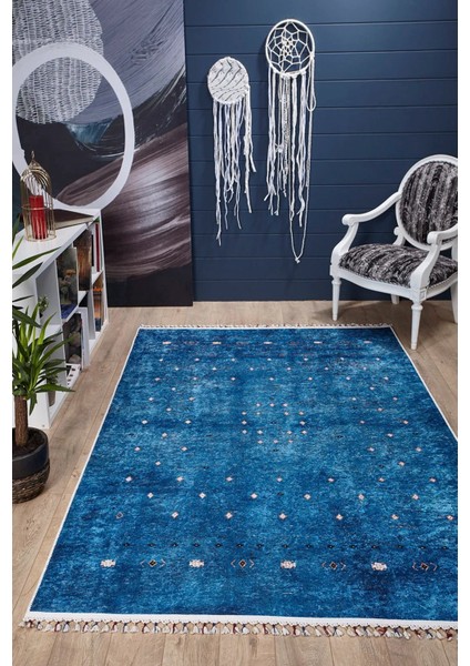 Labiszyn Mavi Göbekli Polyester Dijital Baskı Halı