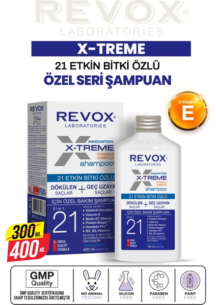 X-Treme Dökülen Saçlar Için 21 Etkin Bitki Özlü Şampuan 400 ml