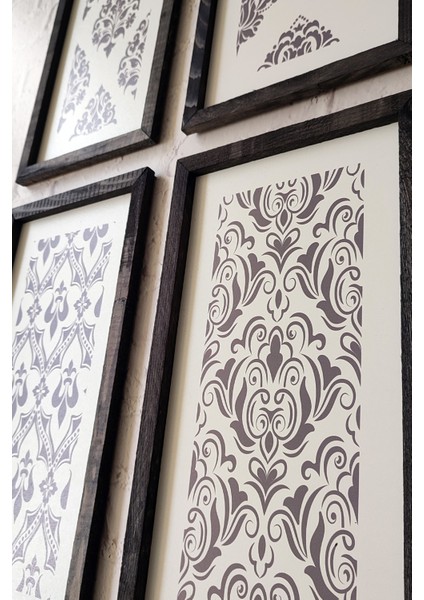 Modern Desenli Tablo Seti - 4'lü Set, 3 mm Mdf, Siyah Ahşap Çerçeveli, 20X40 Cm, Uv Baskılı indirimleri