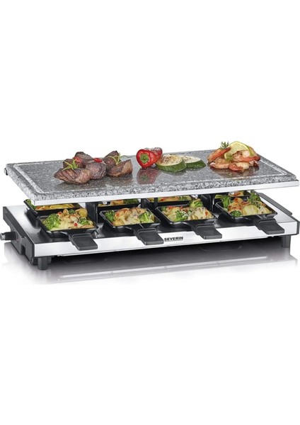 Severın Rg 2374 Raclette Doğal Izgara Taşlı, 1700, Plastik/paslanmaz Çelik, Siyah