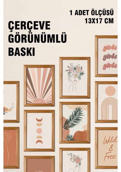Dolu Dolu 20 Parça 13X17 cm 3 mm Mdf Uv Baskılı Ahşap Çerçeve Görünümlü Tablo Seti