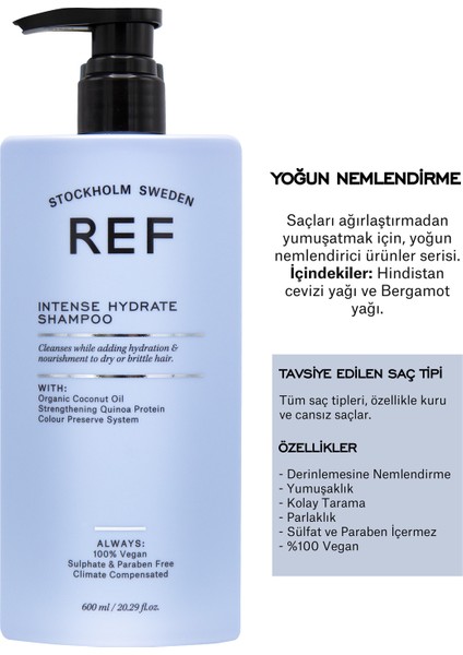Kuru Saçlar İçin Yoğun Nemlendirici Şampuan 600 ml Intense Hydrate Shampoo