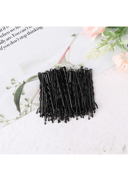 Siyah 100 Adet/torba 5 cm U Şekilli Alaşım Tokalar Dalgalı Saç Klipler Basit Metal Saç Tokaları Tokalarım Gelin Saç Araçları Aksesuarları (Yurt Dışından)