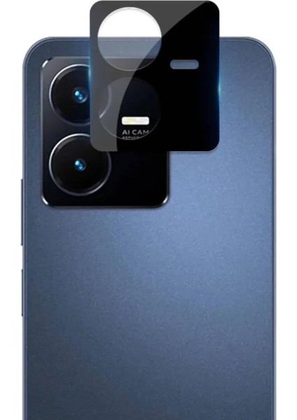 Vivo Y22 ile Uyumlu Kamera Lens Koruma Camı Toz ve Kirden Koruyan Vivo Y22 ile Uyumlu Siyah Kamera Camı