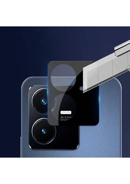 Vivo Y22 ile Uyumlu Kamera Lens Koruma Camı Toz ve Kirden Koruyan Vivo Y22 ile Uyumlu Siyah Kamera Camı modelleri