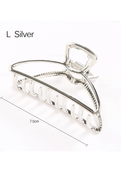 L Gümüş 1 Adet Kızlar Saç Pençe Kadın Geometrik Saç Kelepçesi Kapmak Saç Çene Klip Kavrama Tokalarım Kore Tarzı Saç Tokası Metal Şekillendirici Aksesuarları (Yurt Dışından)