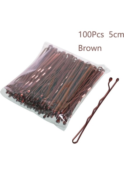 Kahverengi 100 Adet 5 cm 100 Adet/takım 4 Renk 5/6 cm Saç Tokası U Şeklinde Tokalar Kıvırcık Dalgalı Sapları Saç Topuz Kadın Saç Tokaları Şekillendirici Saç Aksesuarları (Yurt Dışından)