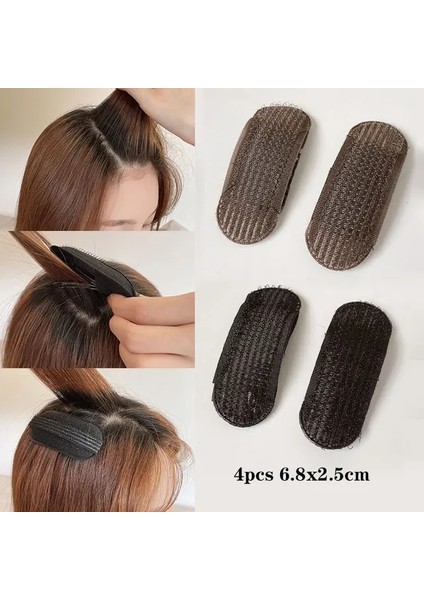 Siyah Kahverengi 4 Adet Görünmez Kabarık Sünger Saç Klip Ön Saç Hattı Hacim Tabanı Puf Yastık Saç Klipleri Bun Saç Şekillendirici Aracı Kadın Saç Aksesuarı (Yurt Dışından)