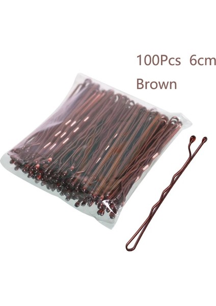 Kahverengi 100 Adet 6 cm 100 Adet/takım 4 Renk 5/6 cm Saç Tokası U Şeklinde Tokalar Kıvırcık Dalgalı Sapları Saç Topuz Kadın Saç Tokaları Şekillendirici Saç Aksesuarları (Yurt Dışından)