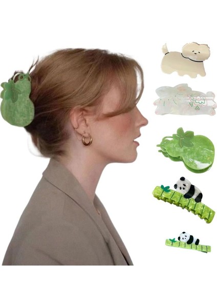 Kabak Kore Asetat Hayvan Saç Pençe Köpek Tavşan Panda Kavrama Saç Tokası Şube Geometrik Firkete (Yurt Dışından) modelleri