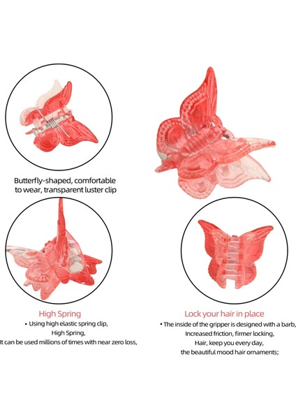 Açık Pembe 10 Adet Renkli Kelebek Saç Klipleri Kavrama Pençe Tokalarım Mini Degrade Renk Firkete Saç Şekillendirici Aksesuarları Aracı Kızlar Için (Yurt Dışından)